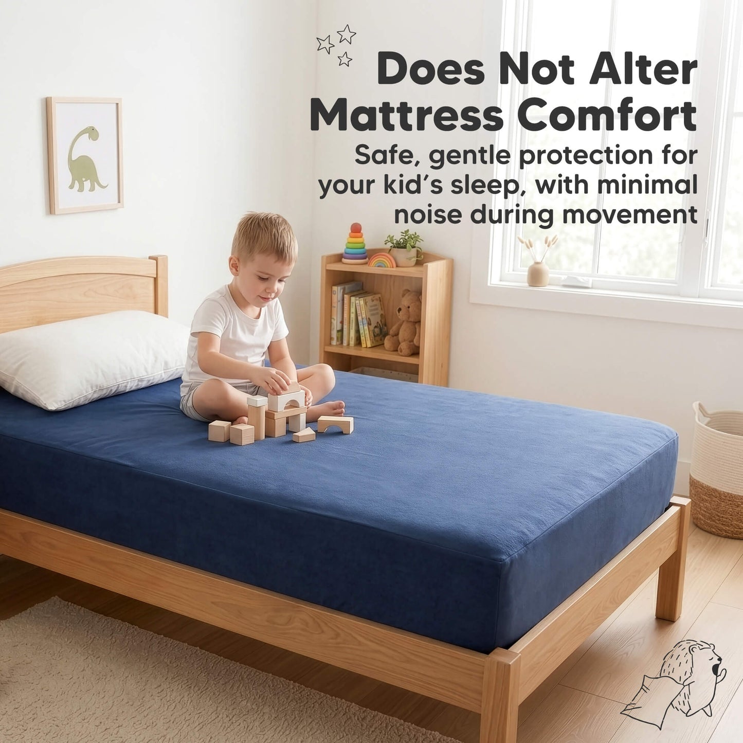 Does Not Alter Mattress Comfort - Safe, gentle protection for your kid's sleep, with minimal noise during movement 32388676714682
