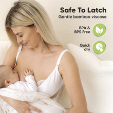 Load image into Gallery viewer, Safe To Latch, gentle bamboo viscose, BPA & BPS free, quick-drying.