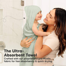 Load image into Gallery viewer, Ultra-absorbent hooded towel crafted with Lyra muslin for fast absorbency and quick drying.