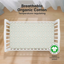 Load image into Gallery viewer, Soothe Fitted Crib Sheet (Lune Mystic)