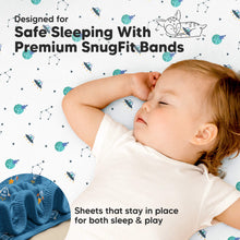 Load image into Gallery viewer, Isla Fitted Mini Crib Sheets (Space Quest)