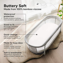 Load image into Gallery viewer, Buttery Soft - Made from 100% bamboo viscose (Waterproof protection, Sized to fit Rectangle, hourglass, oval mattresses: 33" x 17" x 4", Quick change, Made for busy days, and Soft & Breathable)