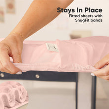 Load image into Gallery viewer, Stays in place with fitted sheets and SnugFit bands.