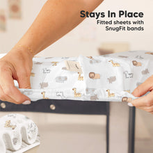 Load image into Gallery viewer, Stays in place with fitted sheets and SnugFit bands.