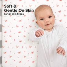 Load image into Gallery viewer, Soothe Fitted Crib Sheet (Butterflies)