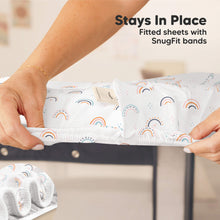 Load image into Gallery viewer, Soothe Fitted Mini Crib Sheet (Jolly Rainbow)