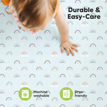 Load image into Gallery viewer, Soothe Fitted Mini Crib Sheet (Jolly Rainbow)