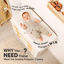 Load image into Gallery viewer, Why you need these - meet the Soothe Protect+ Covers (so soft, your baby might stay still... It makes diaper changes a win)