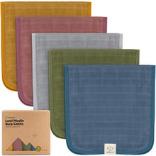 Load image into Gallery viewer, 5-Pack Lumi Muslin Burp Cloths