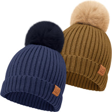 Load image into Gallery viewer, 2-Pack Pom Knitted Beanie