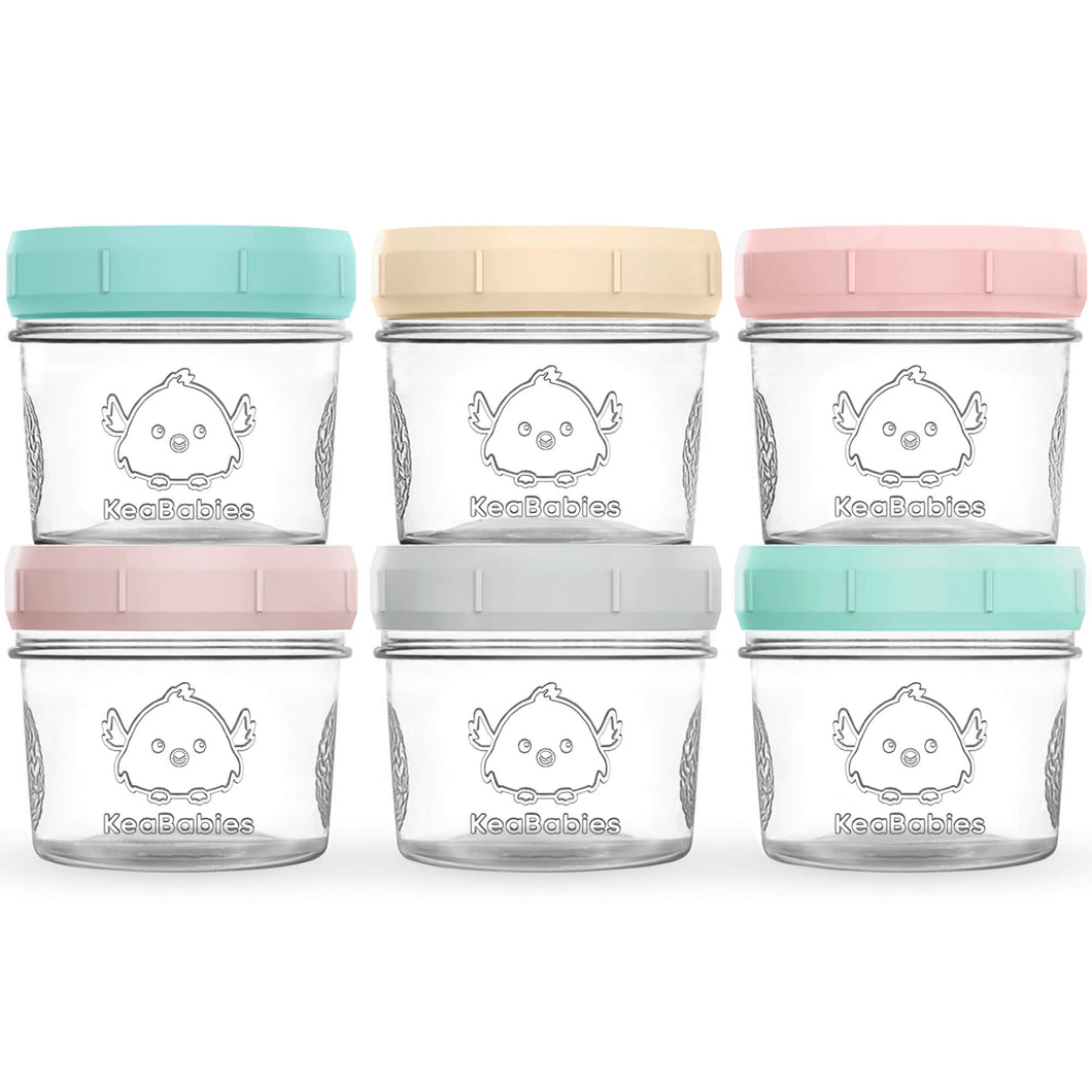 6-Pack Prep Jars Food Glass Containers (Pastels)