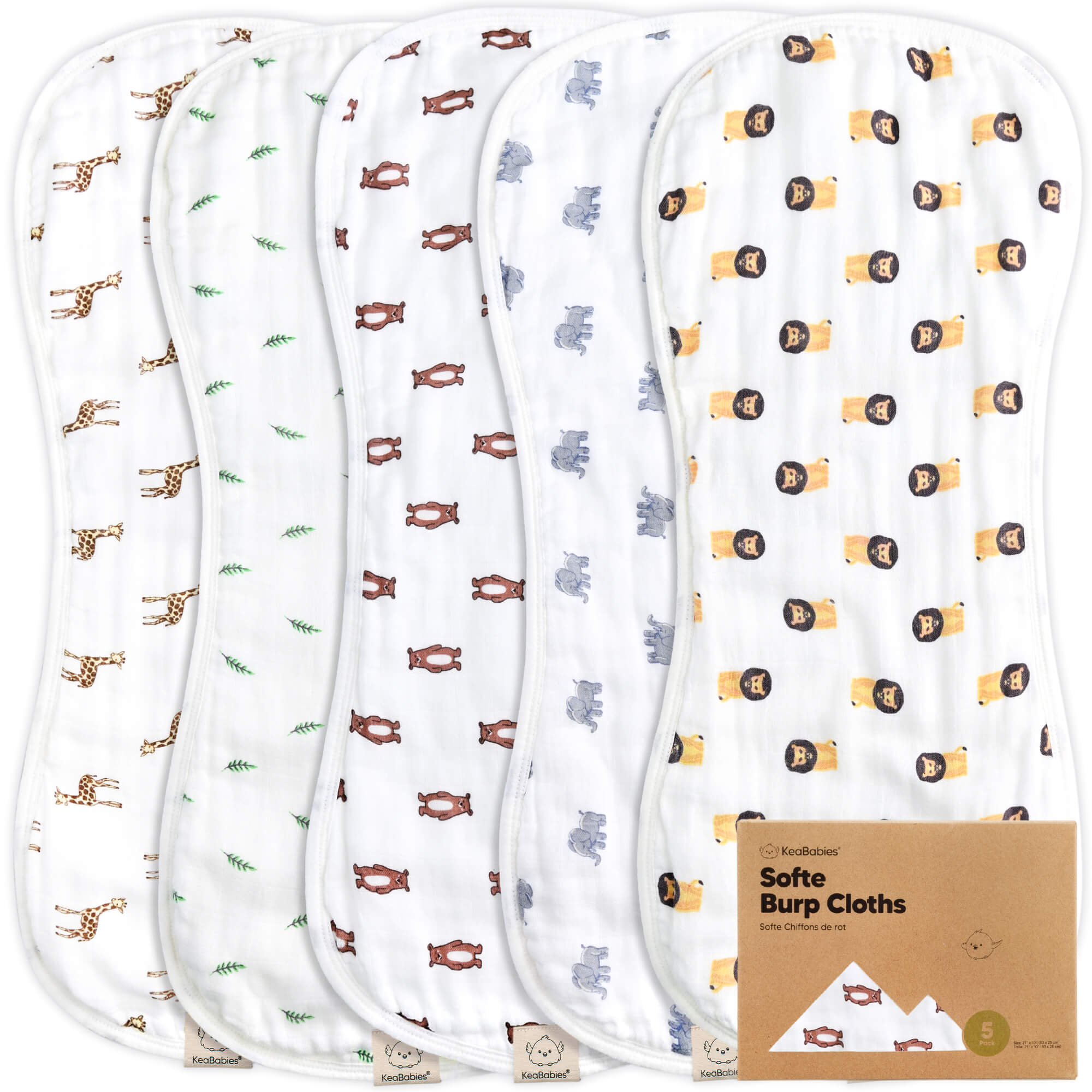 Luxurious 6-Layer Muslin Baby Burp Cloths - Super Absorbent Cotton - Zoo  Pattern