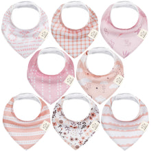 Load image into Gallery viewer, 8-Pack Organic Bandana Bibs (Sweet Charm)
