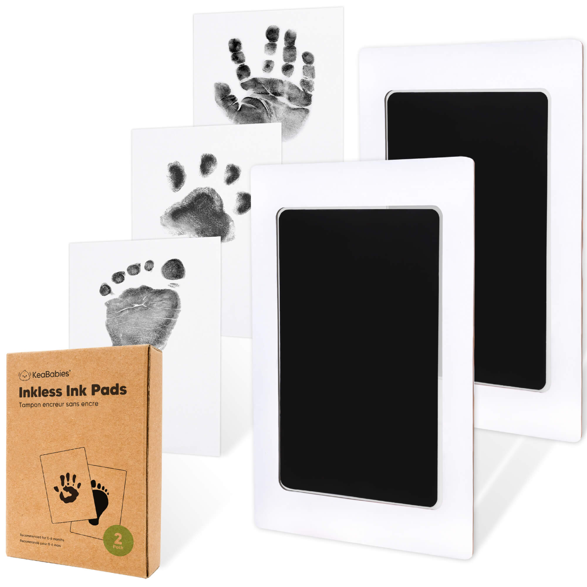 KeaBabies 2-Pack Hand & Footprints Inkless Ink Pads (Jet Black)