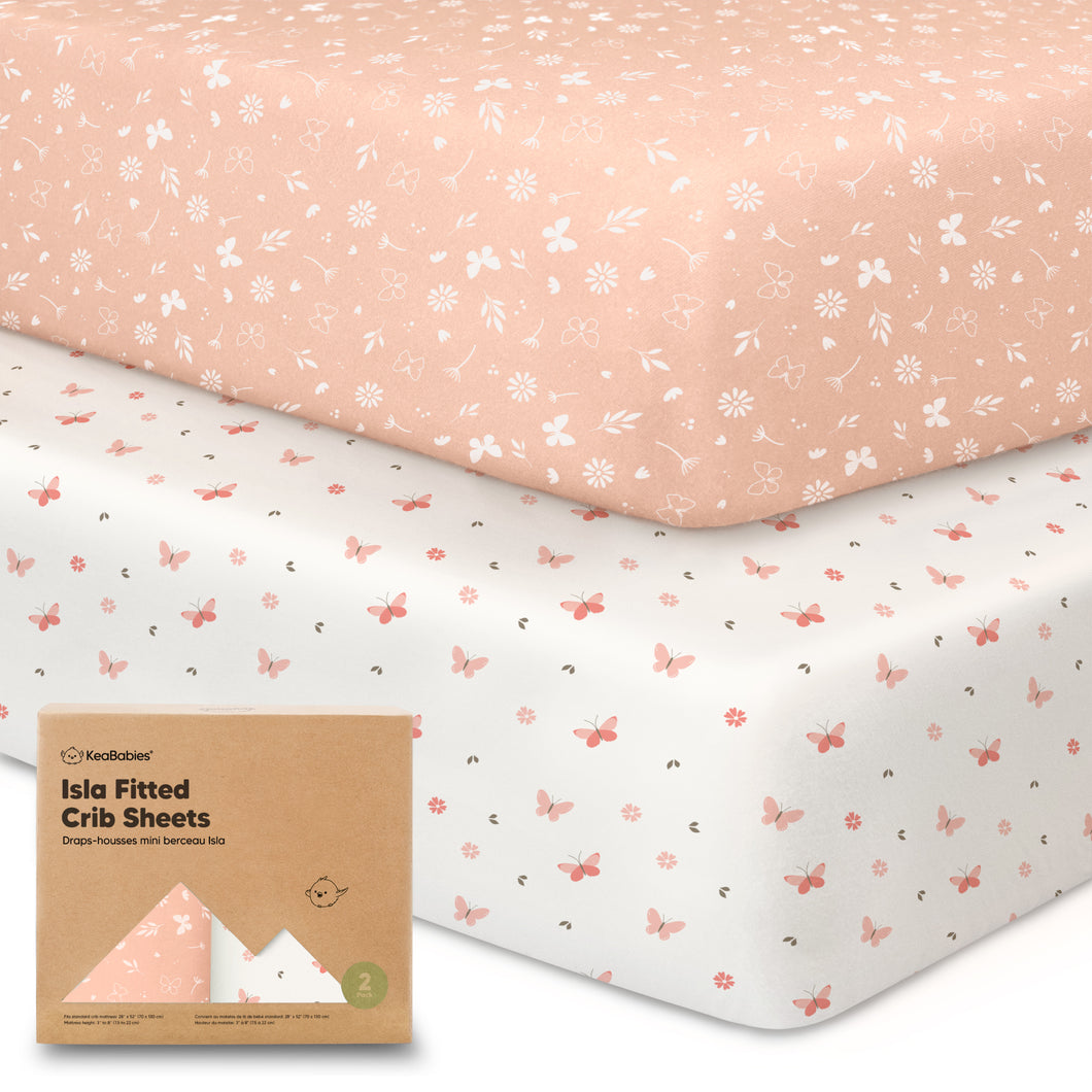 Isla Fitted Crib Sheets (Butterflies)