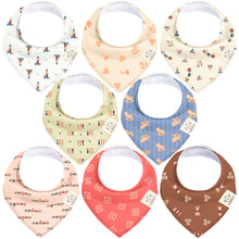 Load image into Gallery viewer, 8-Pack Organic Bandana Bibs (Toy Land)