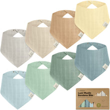 Load image into Gallery viewer, 8-Pack Lumi Muslin Bandana Bibs