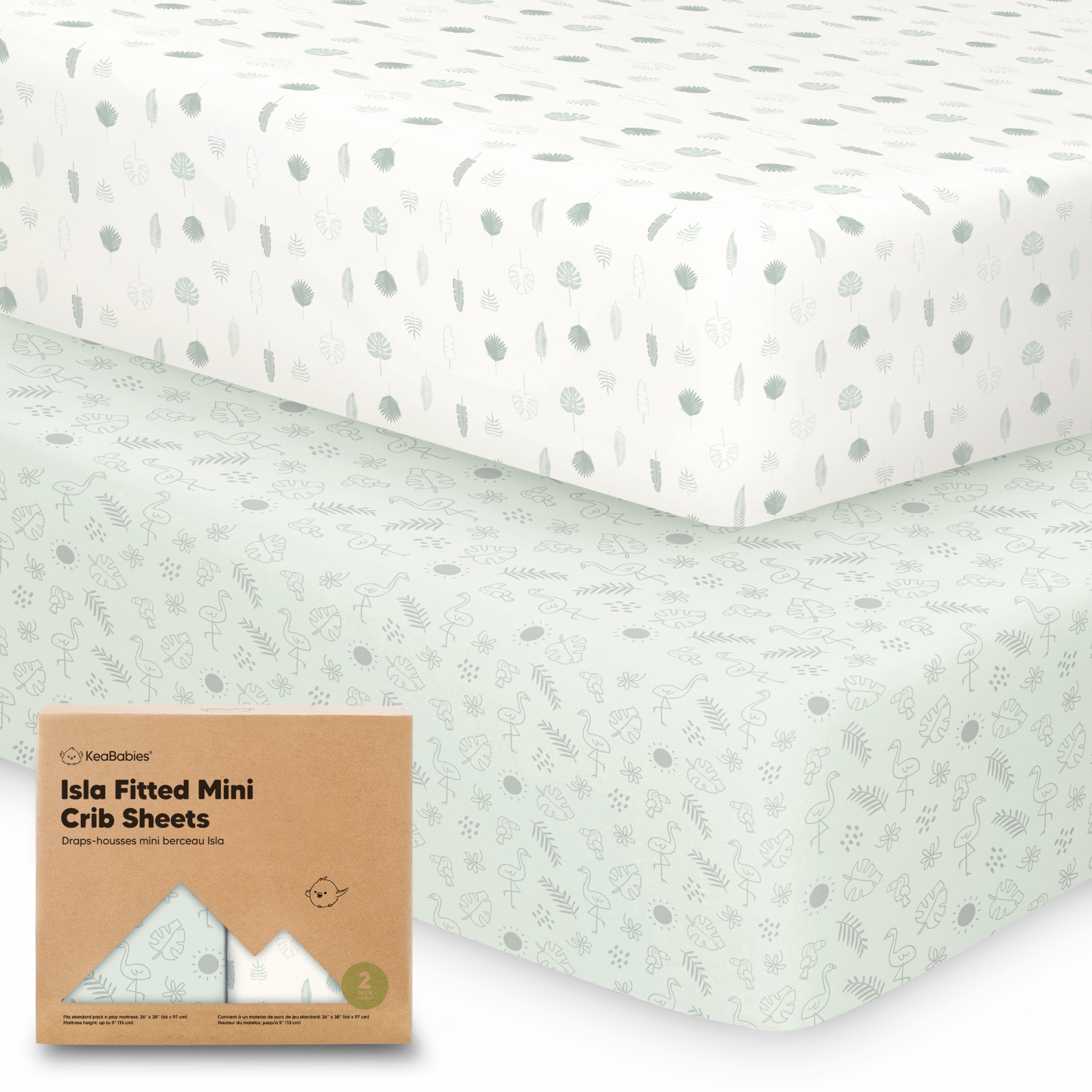 KeaBabies Isla Fitted Mini Crib Sheets Tropic Oasis