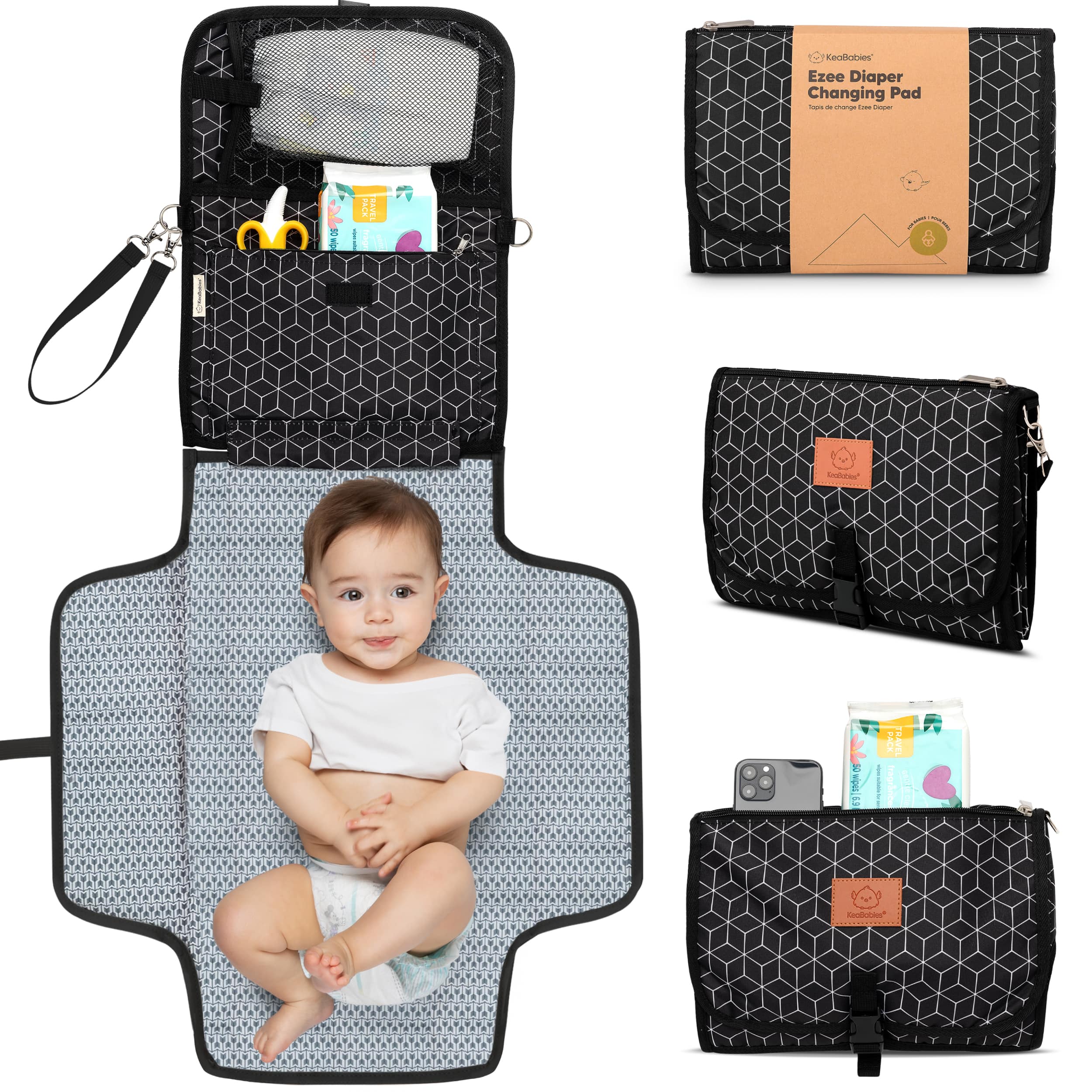 Ezee Diaper Changing Pad Black Geo