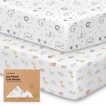 Load image into Gallery viewer, Isla Fitted Crib Sheets (KeaSafari)