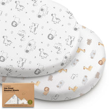 Load image into Gallery viewer, 2-Pack Isla Fitted Bassinet Sheets (KeaSafari)