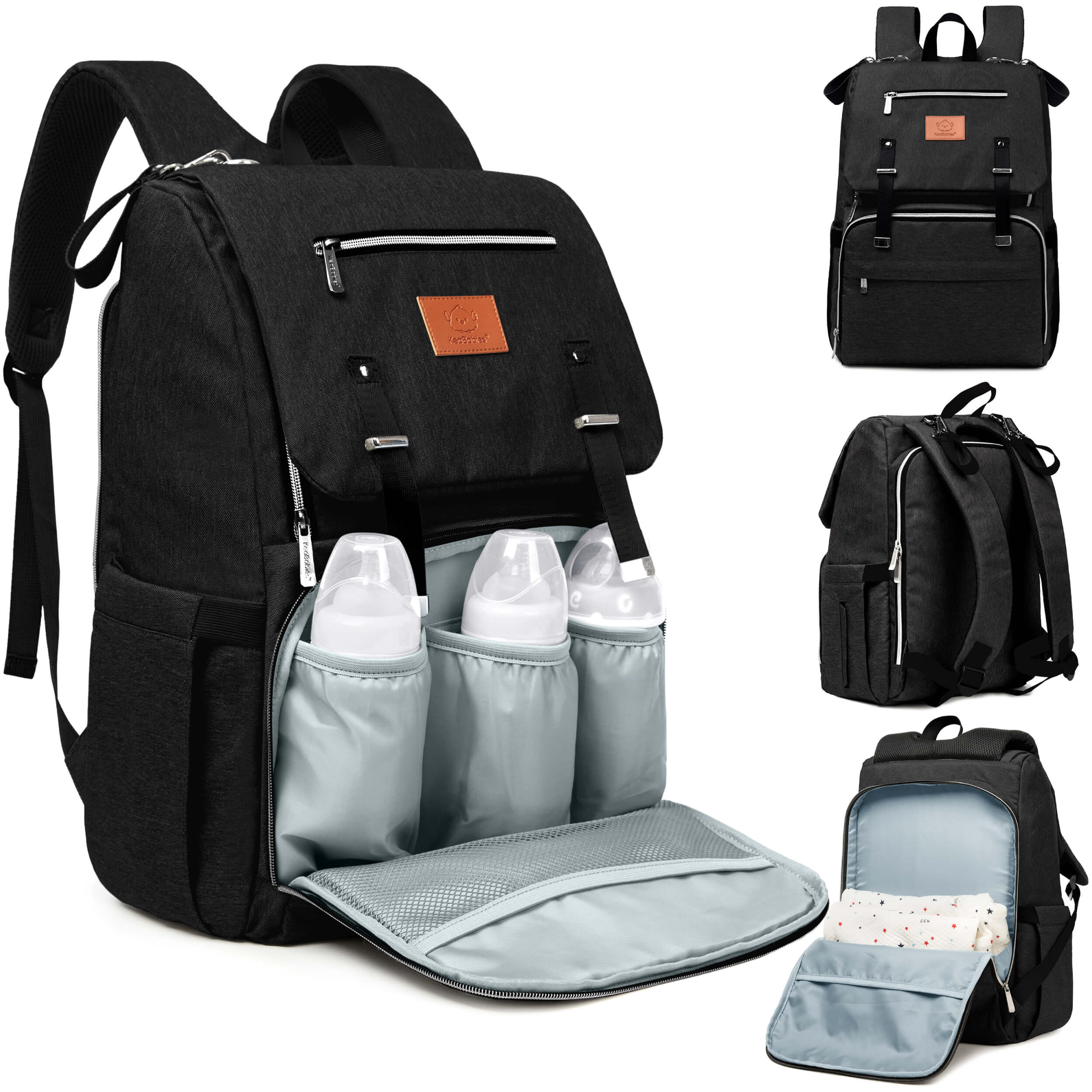 KeaBabies Explorer Diaper Backpack Trendy Black