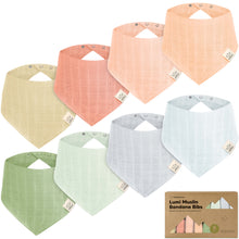 Load image into Gallery viewer, 8-Pack Lumi Muslin Bandana Bibs
