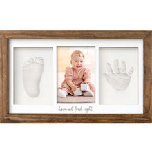 Load image into Gallery viewer, Baby Handprint & Footprint Keepsake Duo Frame (Medium Oak)