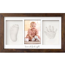 Load image into Gallery viewer, Baby Handprint & Footprint Keepsake Duo Frame (Dark Walnut)