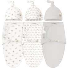 Load image into Gallery viewer, 3-Pack Soothe Swaddle Wraps with Knot Hats (Shifts)