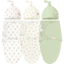 Load image into Gallery viewer, 3-Pack Soothe Swaddle Wraps with Knot Hats