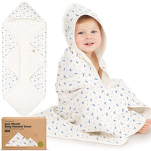 Load image into Gallery viewer, Lyra Muslin Hooded Towel (Whale Bay)