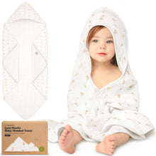 Load image into Gallery viewer, Lyra Muslin Hooded Towel (Tulips, Petite)