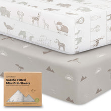 Load image into Gallery viewer, Soothe Fitted Mini Crib Sheet (Savannah)