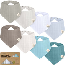 Load image into Gallery viewer, 8-Pack Lumi Muslin Bandana Bibs