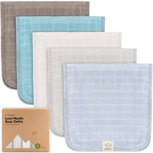 Load image into Gallery viewer, 5-Pack Lumi Muslin Burp Cloths