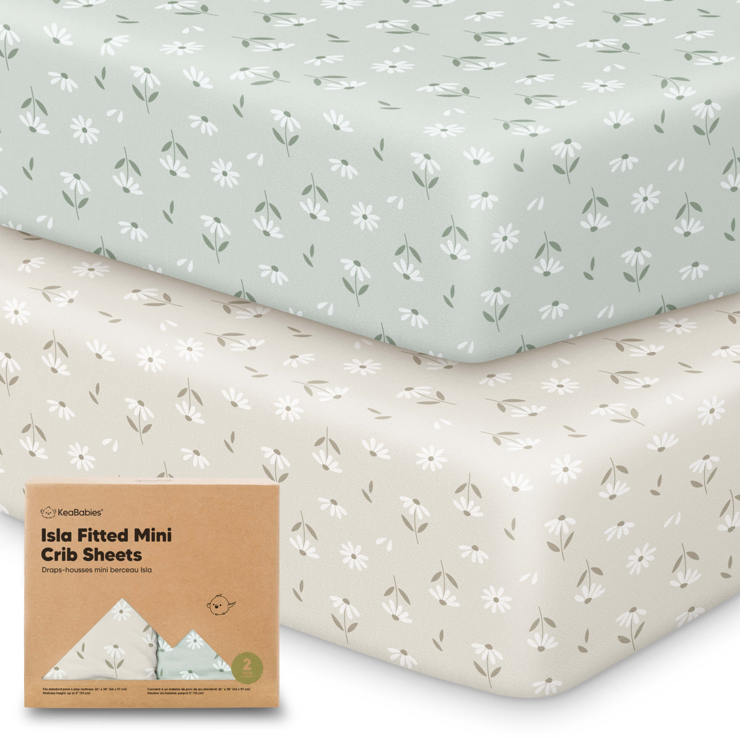 Gentle Bamboo Mini Crib Sheets, Organic Pack and Play Sheets