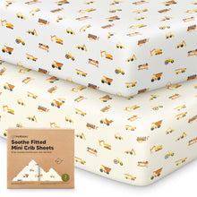 Load image into Gallery viewer, Soothe Fitted Mini Crib Sheet (Construction)