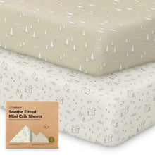 Load image into Gallery viewer, Soothe Fitted Mini Crib Sheet (Pine Grove)