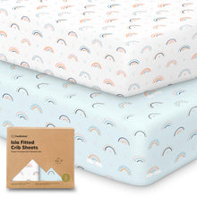 Load image into Gallery viewer, Isla Fitted Crib Sheets (Jolly Rainbow)
