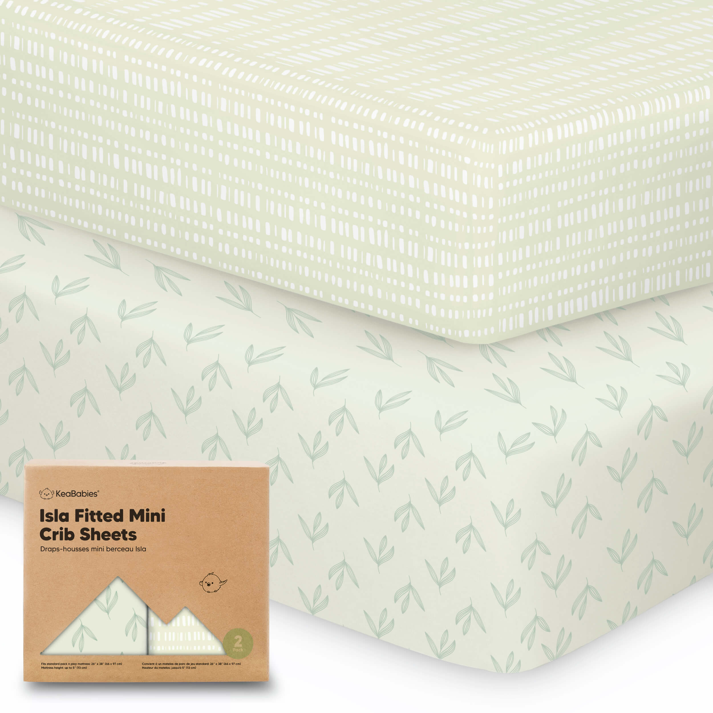 Keababies 2pk Gentle Bamboo Fitted Mini Crib Sheets (ABC Land)