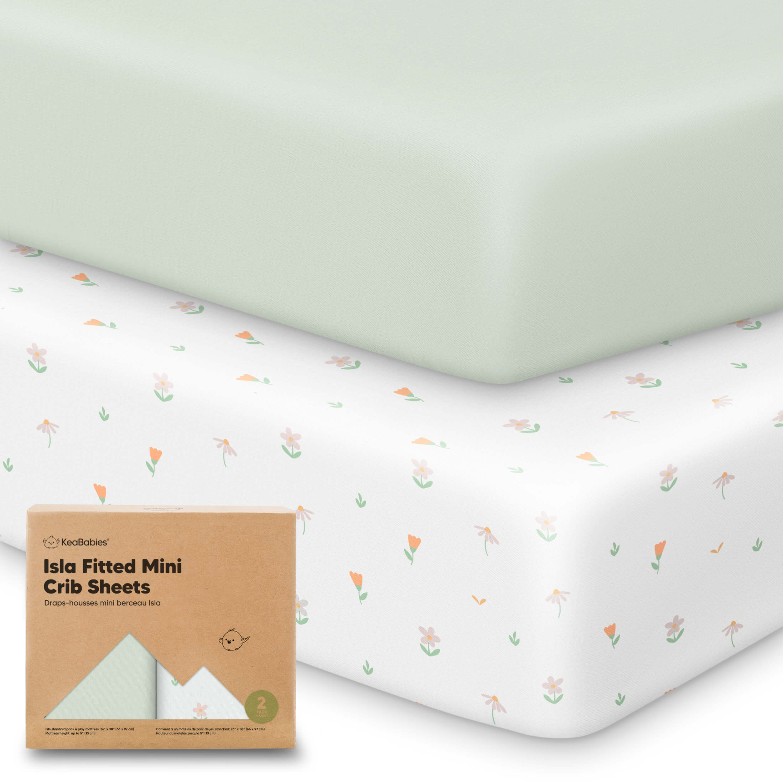 Gentle Bamboo Mini Crib Sheets, Organic Pack and Play Sheets
