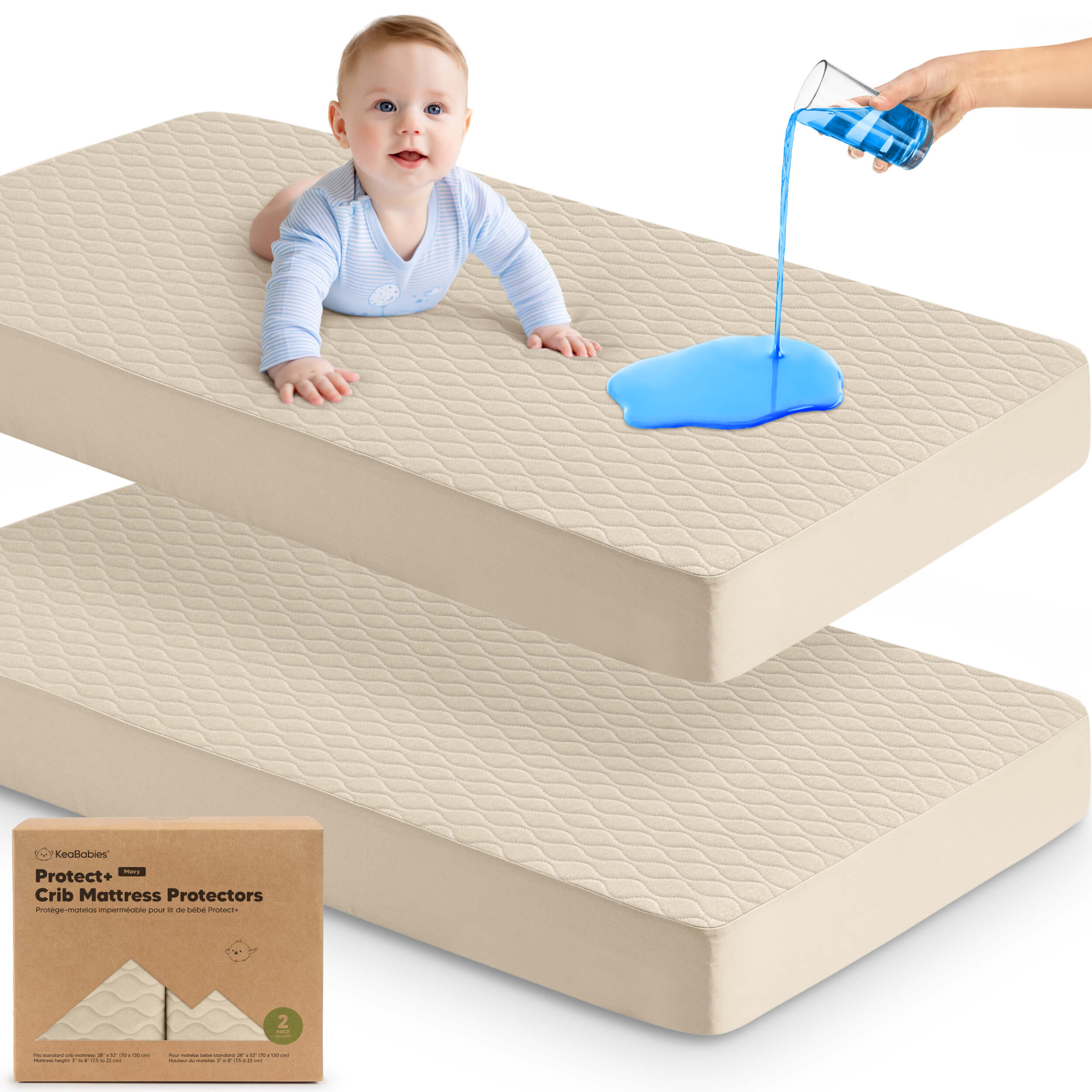 Mavy Protect+ Waterproof Crib Mattress Protector | KeaBabies
