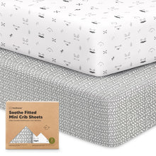 Load image into Gallery viewer, Soothe Fitted Mini Crib Sheet (Nordic)