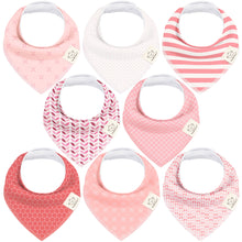 Load image into Gallery viewer, 8-Pack Organic Bandana Bibs (Blush)