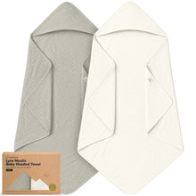 Load image into Gallery viewer, 2-Pack Lyra Muslin Hooded Towels (Graphite)