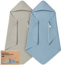 Load image into Gallery viewer, 2-Pack Lyra Muslin Hooded Towels