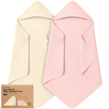 Load image into Gallery viewer, 2-Pack Lyra Muslin Hooded Towels (Rose Ivory)