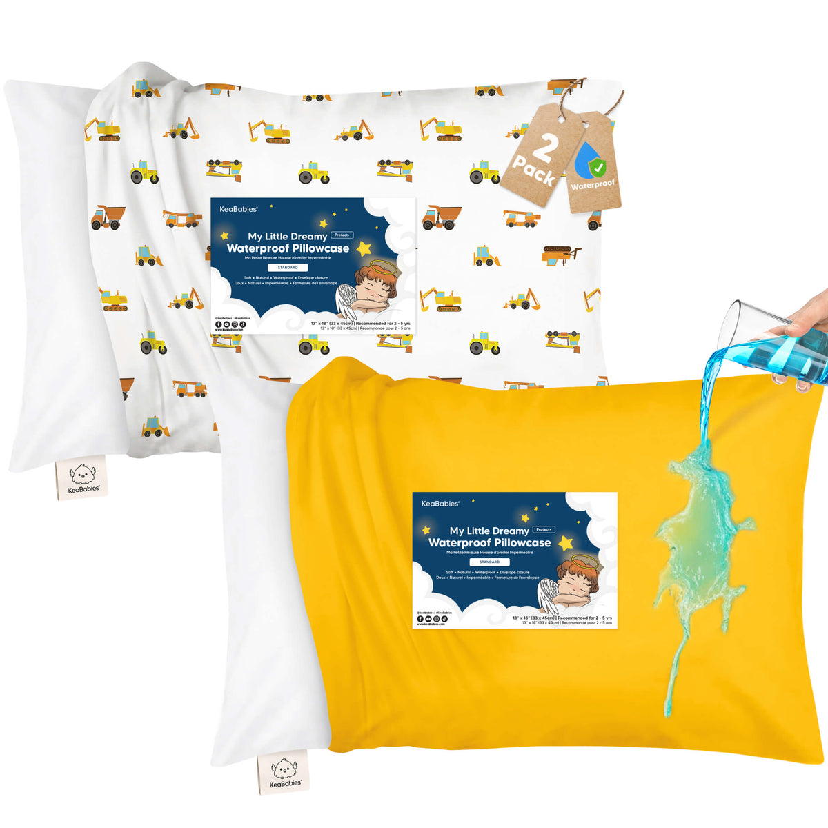 Protect+ waterproof pillowcases, 2-pack, featuring a soft cotton surface with reliable spill-proof protection.
30765626753210