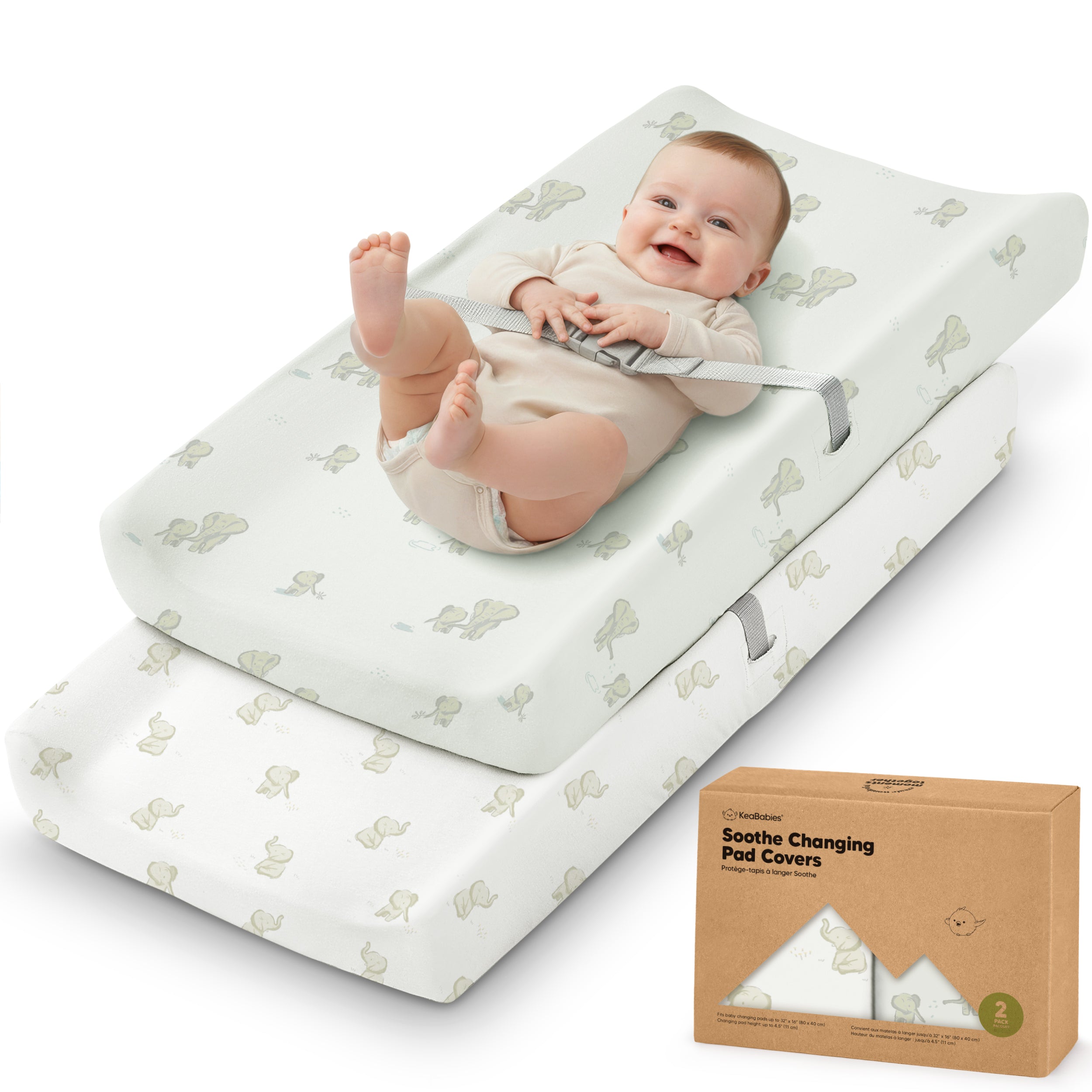 KeaBabies 2-Pack Soothe Changing Pad Covers in Elly